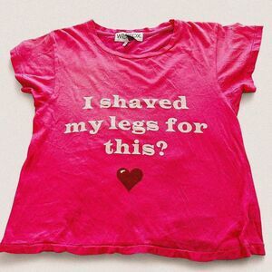 wildfox Pink cotton"I shaved my legs for this?" graphic baby heart tee Small